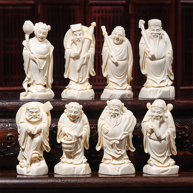 【八仙擺件】天然西伯利亞猛犸牙大師手雕八仙擺件